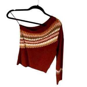 NWT Anthropologie One Sleeve Fair Isle Sweater Size Small